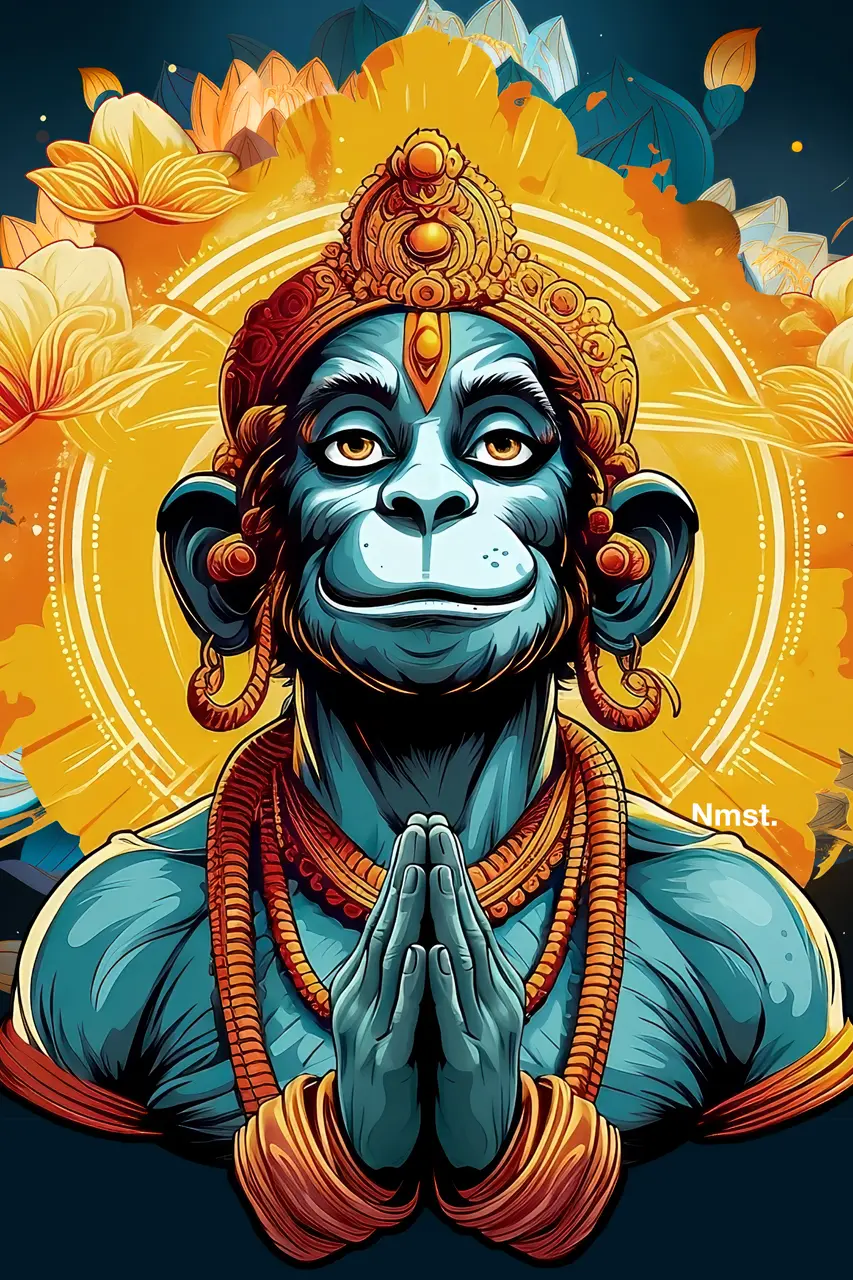 Hanuman, der Sohn des Windgottes Vayu und der Apsara Anjana, ist eine prominente Figur der hinduistischen Mythologie. Seine Rolle im Ramayana und seine übernatürlichen Fähigkeiten machen ihn zu einer der populärsten Gottheiten im Hinduismus.